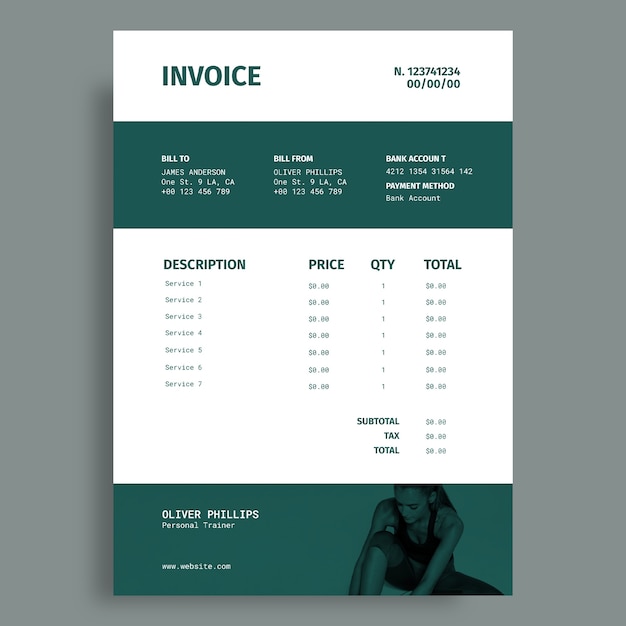 Trainer invoice template design