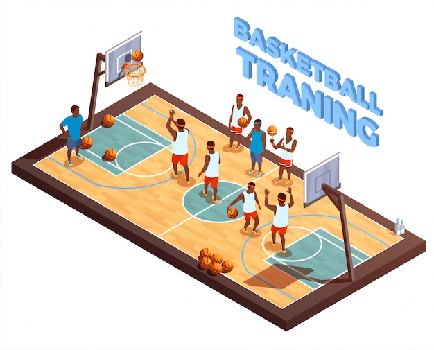 Training Basketball Isometric Composition