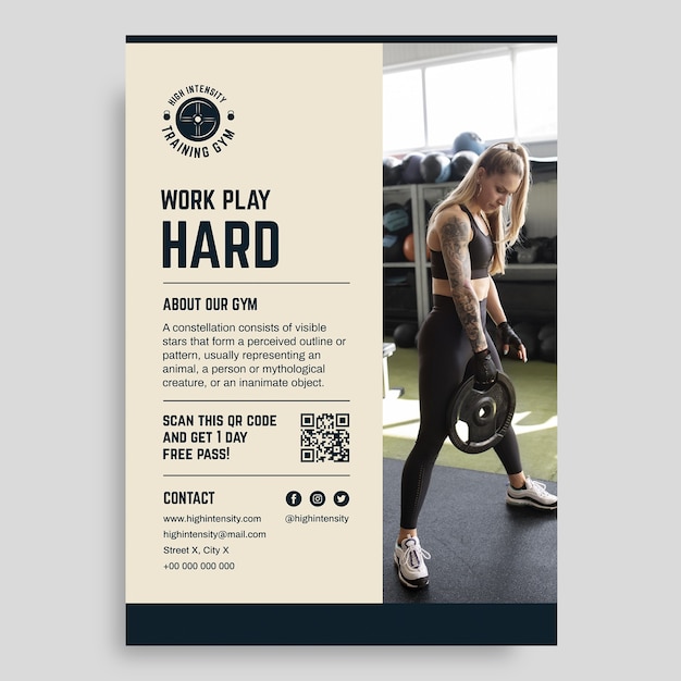 Training gym poster template