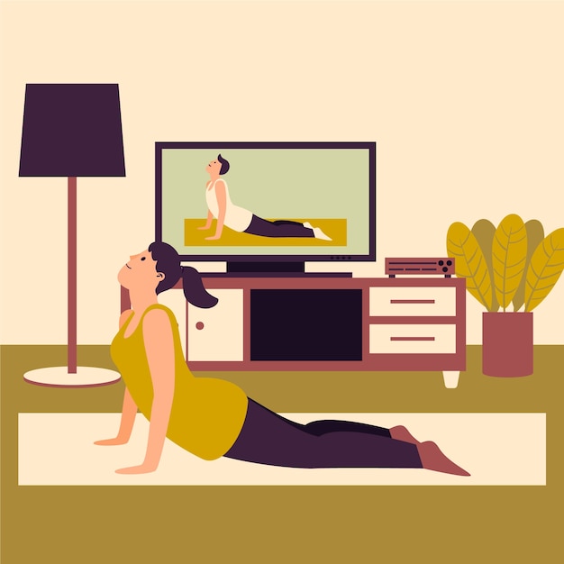 Training at home concept with woman