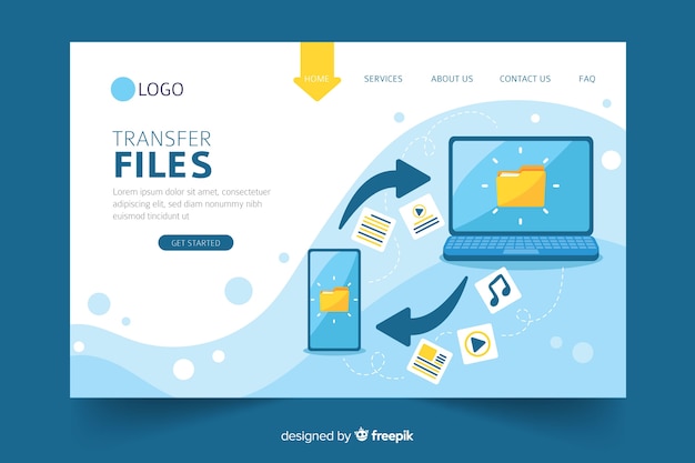 Free vector transfer files concept for landing page