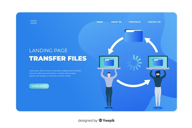 Transfer files concept for landing page