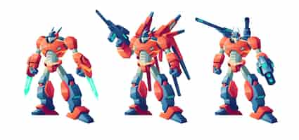 Free vector transformer battle robots cartoon set