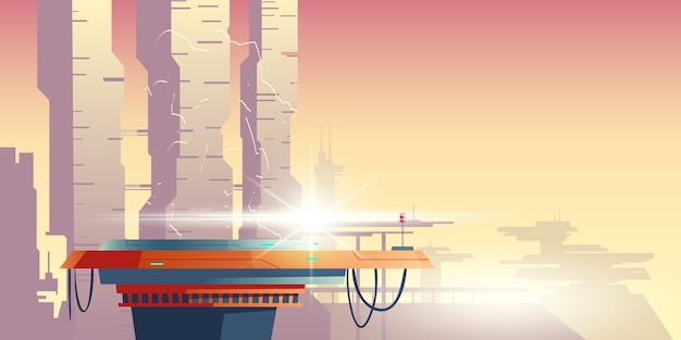 Free Vector transformer on platform in futuristic city