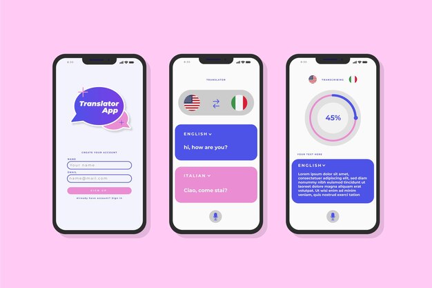 Translator app interface concept