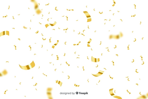 Transparent background with golden confetti