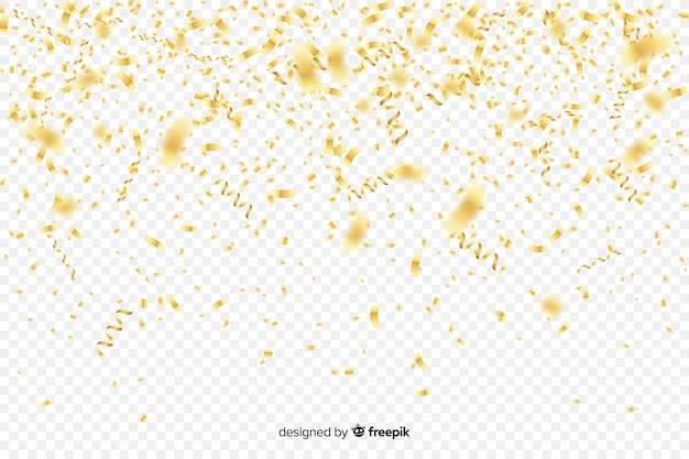 Free vector transparent background with golden confetti