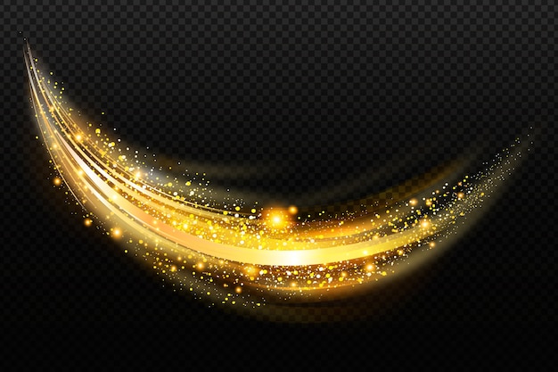 Transparent background with shiny golden wave