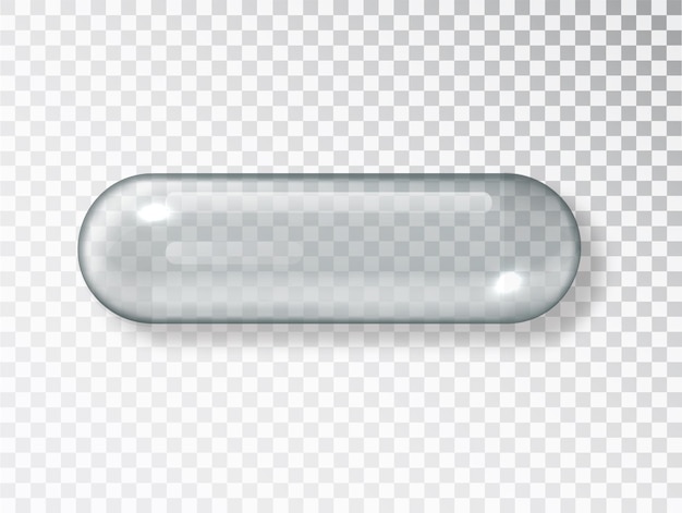 Transparent Capsule Pill. Empty Medicine capsule shape container isolated on transparent background.