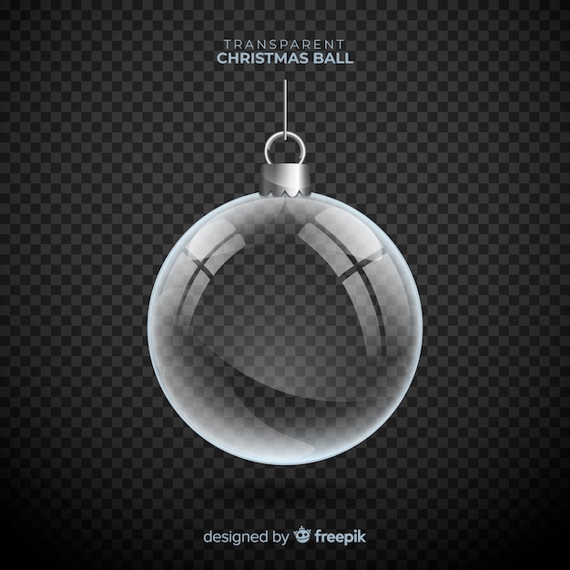 Free vector transparent christmas ball with elegant style