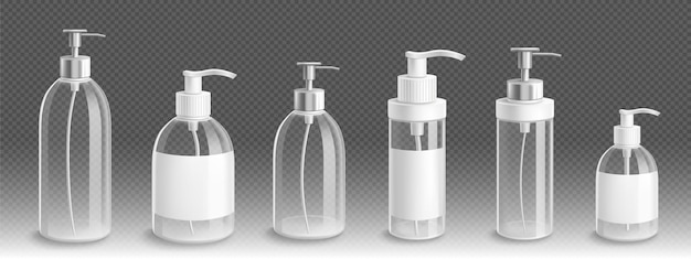 Free Vector transparent pump bottles for liquid soap or lotion