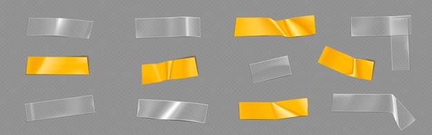 Free vector transparent and yellow adhesive plastic tape patch