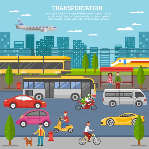 Free Vector transport in city poster 