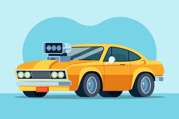 Free vector transport flat muscle car illustration