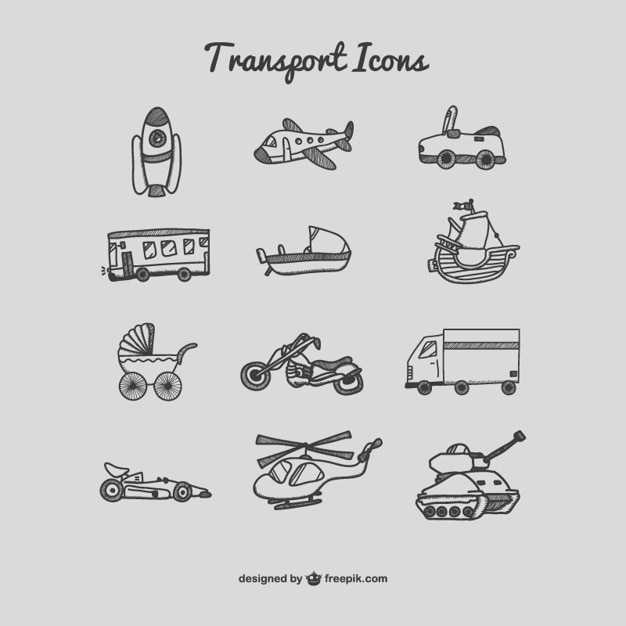 Free Vector transport icons drawing set