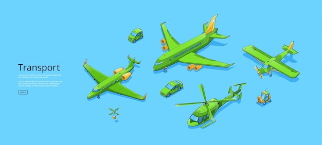 Free Vector transport poster with airplanes helicopter cars