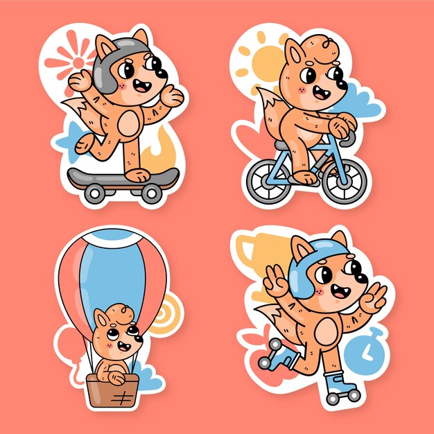 Transport stickers collection with fred the fox