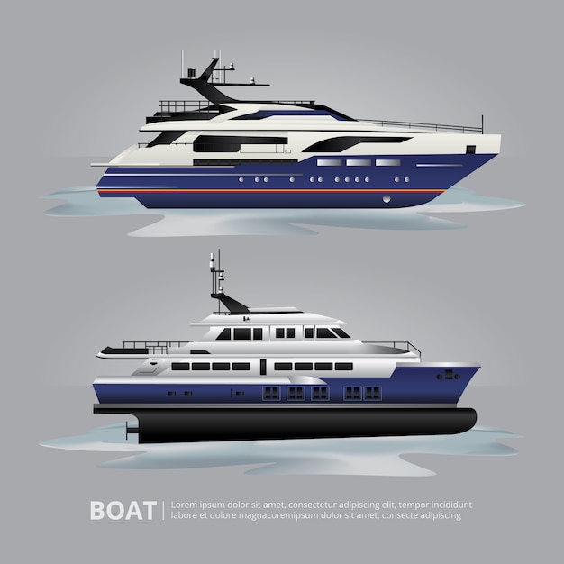 Transportation Boat Tourist Yacht to Travel Vector Illustration