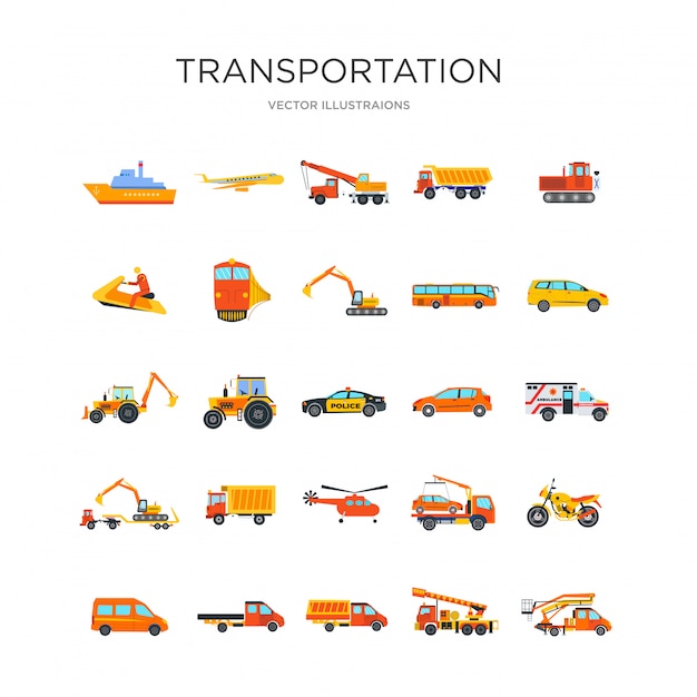 Transportation icons set