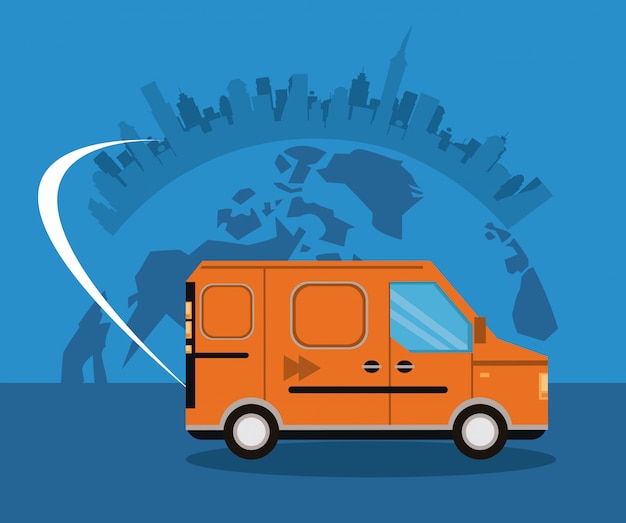 Free Vector transportation merchandise logistic cargo cartoon