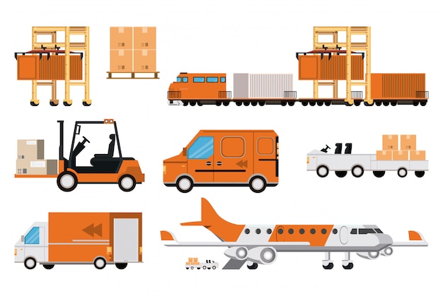 Transportation merchandise logistic cargo cartoon