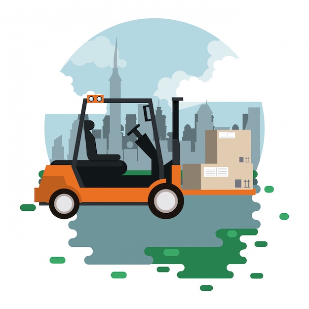 Free Vector transportation merchandise logistic cargo cartoon