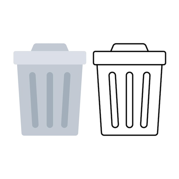 Free Vector trash can outline and flat