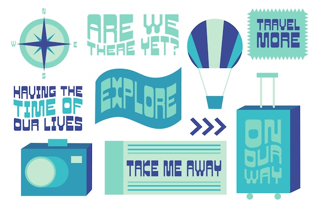 Free Vector travel 70s style sticker collection