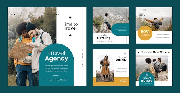 Travel agency business instagram posts collection