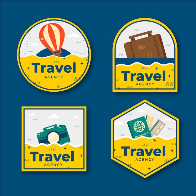 Free Vector travel agency business labels collection