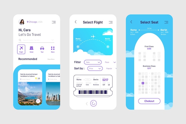 Travel app interface design