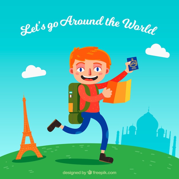 Free Vector travel around the world background