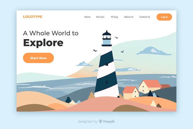 Free Vector travel around the world landing page