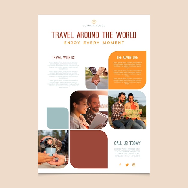 Free Vector travel around the world poster