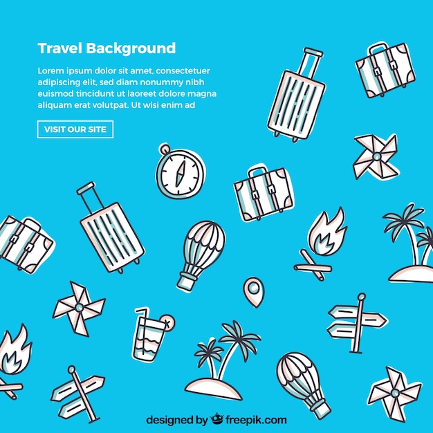 Free Vector travel background in hand drawn style