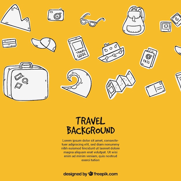 Travel background in hand drawn style