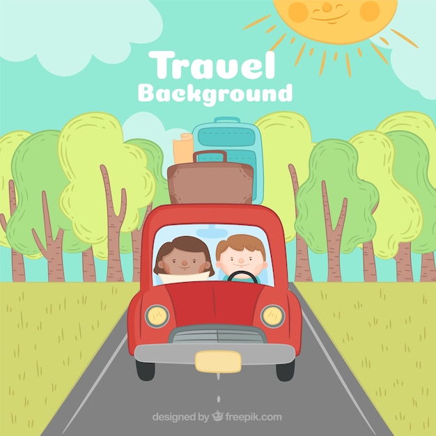 Free Vector travel background in hand drawn style