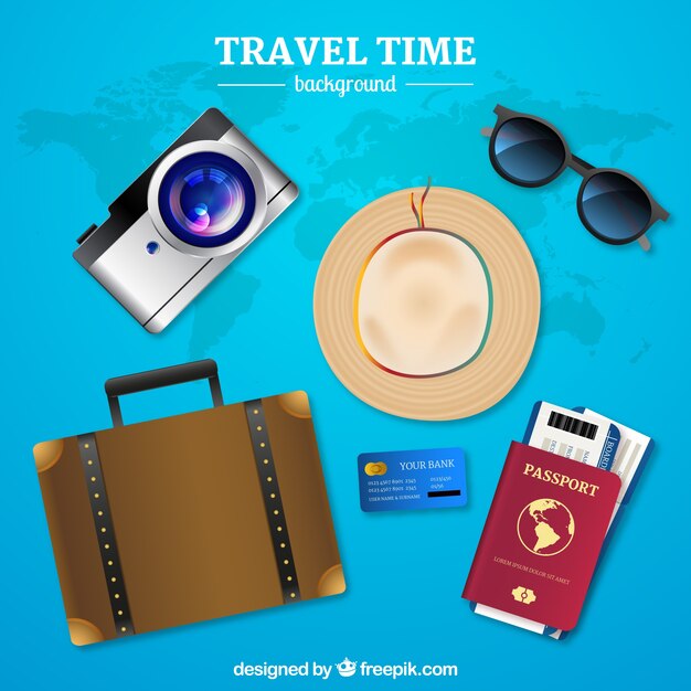 Travel background in realistic style 