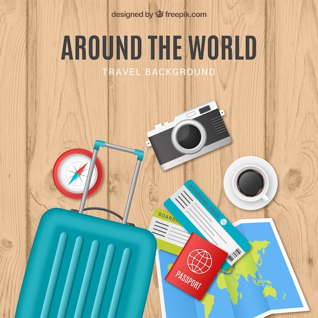 Free Vector travel background in realistic style