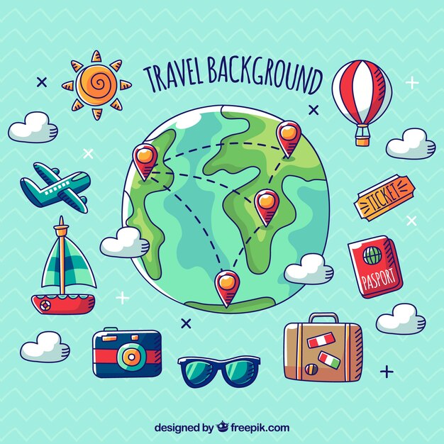 Travel background with different elements