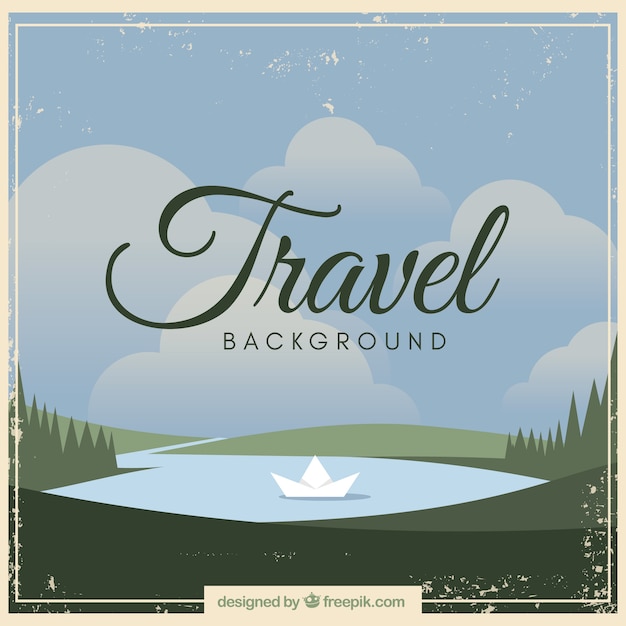 Free Vector travel background with landscape in vintage style