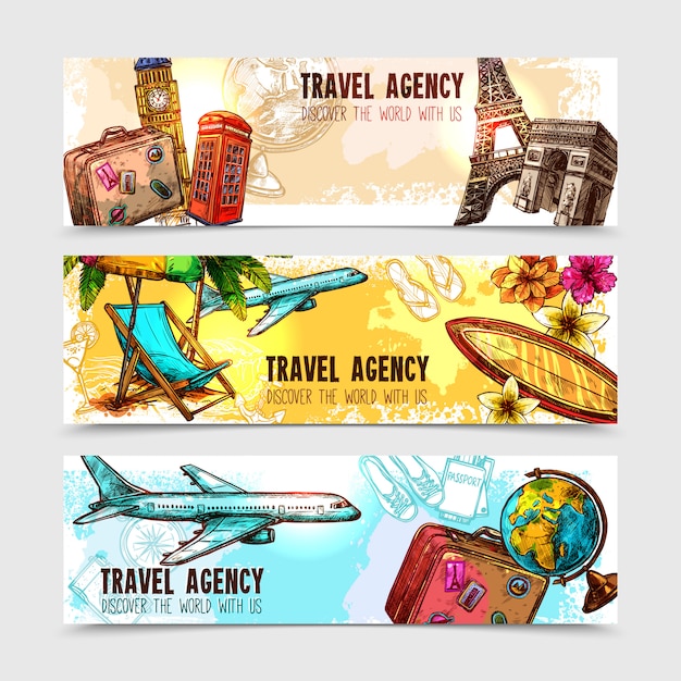 Free Vector travel banner set