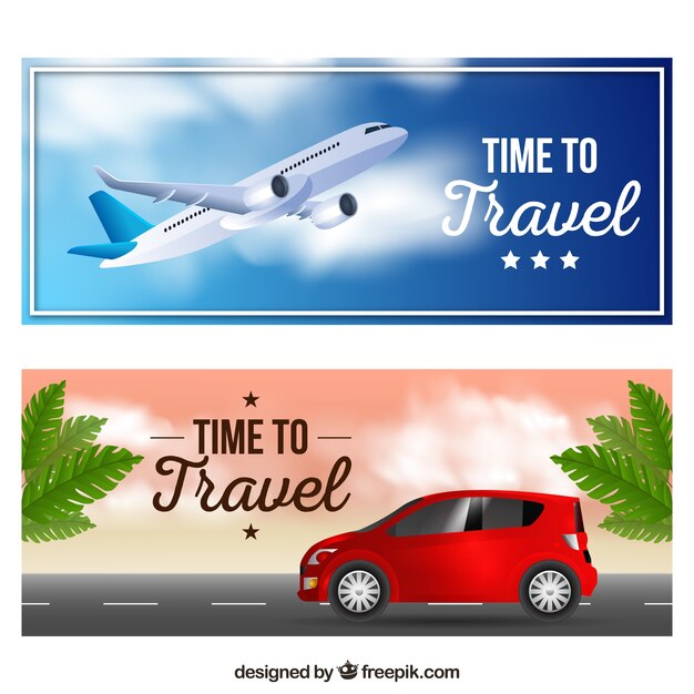 Travel banners in realistic style