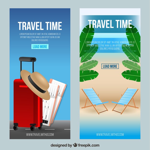 Travel banners in realistic style