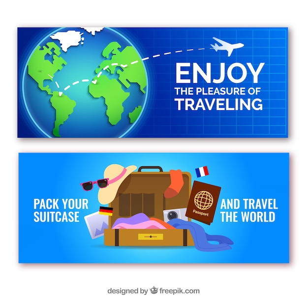 Travel banners with destinations