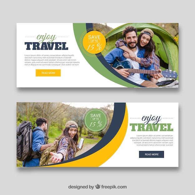 Travel banners with photography