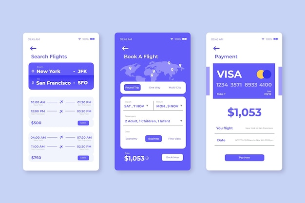 Travel booking app concept