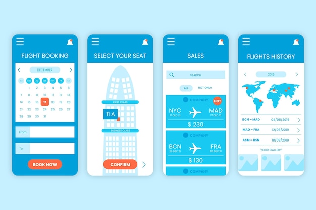 Travel booking app concept