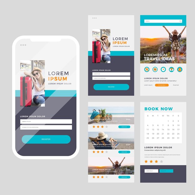 Travel booking app set