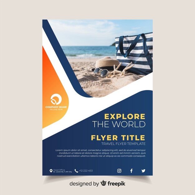 Travel brochure template with photo